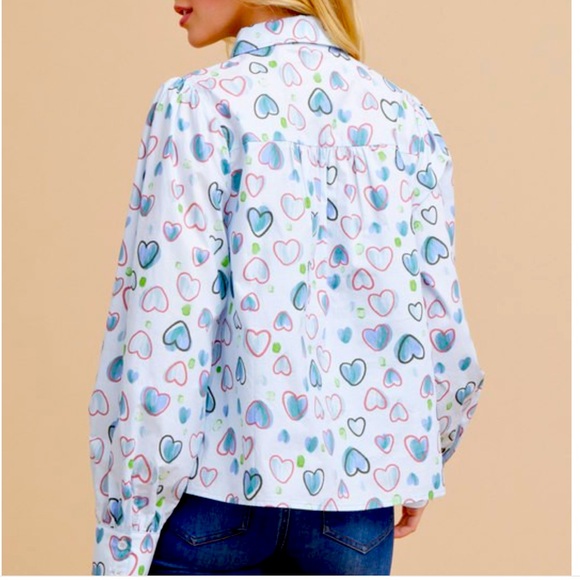 Cute Heart Print Blouse - Picture 3 of 3